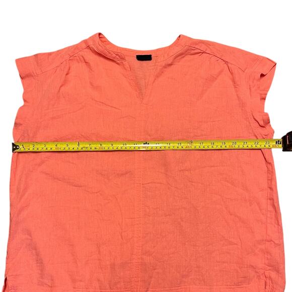 Splendid Coral Orange Linen Blend V Neck Shirt Size Large EUC - Picture 4 of 4